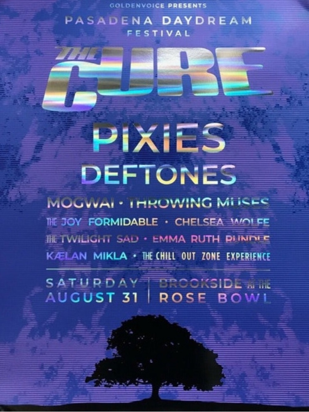 Official The Cure Pasadena Daydream Festival 2019 VIP Poster w/Pixies & Deftones